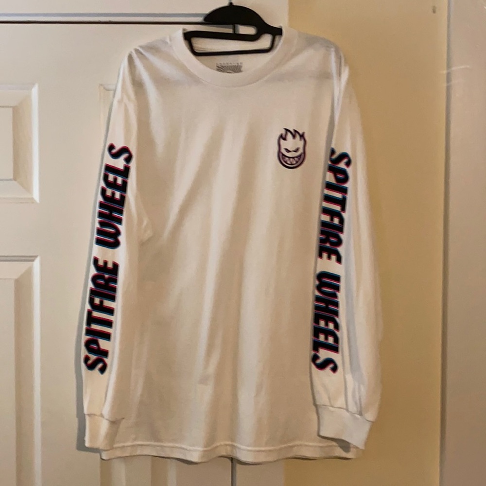 White, L, graphic long sleeve, by spitefire